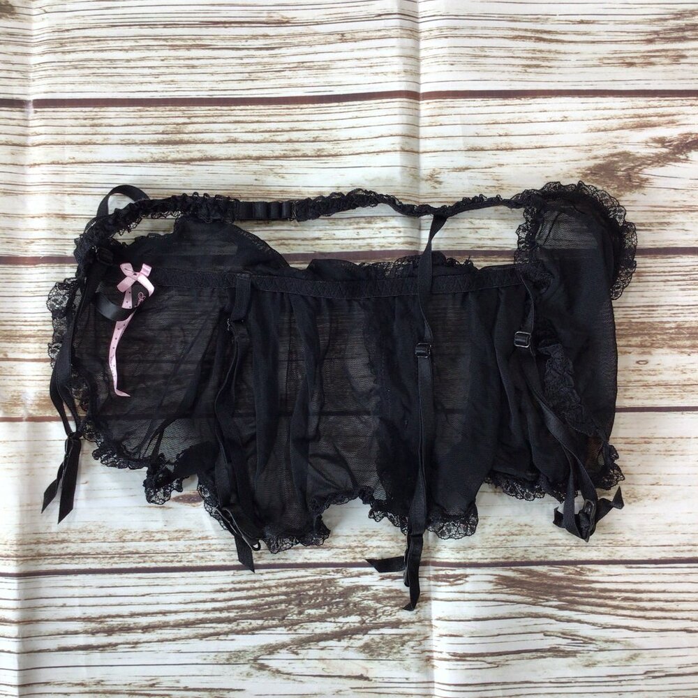 Victoria's Secret Sexy Little Thing Black Sheer Sexy Apron Garter Belt - Picture 4 of 5
